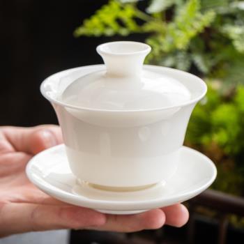 輕奢羊脂玉瓷茶具套裝側把茶壺單個家用泡茶杯子功夫茶杯白瓷蓋碗