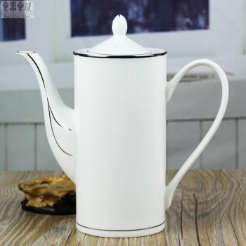 食器食代歐式金邊咖啡壺套裝骨瓷下午茶壺陶瓷簡約茶壺水壺咖啡壺