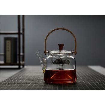 創意加厚耐高溫家用提梁玻璃茶壺燒水壺泡茶過濾煮茶器煮茶壺