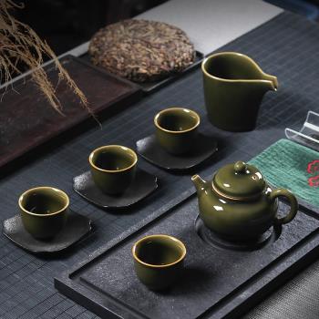 青瓷功夫茶具套裝越窯秘色手工龍泉陶瓷茶壺茶杯整套復古泡茶家用