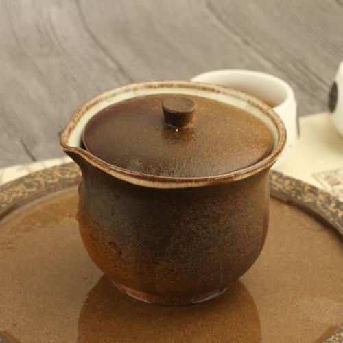 紫砂粗陶還原燒茶壺茶道配件干泡手工家用側把壺陶瓷蓋碗仿柴燒