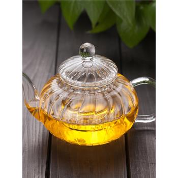 高鵬條紋耐熱玻璃南瓜壺茶具套裝