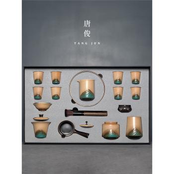 日式功夫茶具套裝高檔禮盒家用輕奢茶壺景德鎮茶杯2023新款瓷器