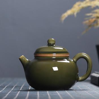 青瓷茶壺單壺手工越窯秘色龍泉陶瓷功夫茶具帶過濾掇球壺復古家用