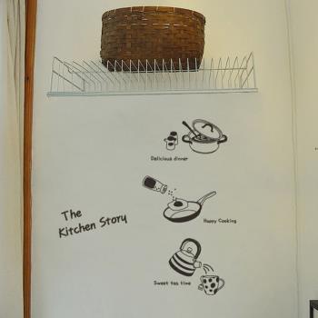 個性簡約廚房故事背景墻貼紙 西餐廳咖啡廳飯店裝飾 茶壺調料廚具