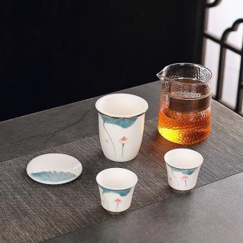 玻璃旅行茶具便攜式快客杯個人專用隨身包套裝戶外功夫茶杯泡茶壺