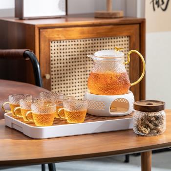 英式下午茶具玻璃高端水果茶壺蠟燭煮茶爐底座養生花茶壺杯子套裝