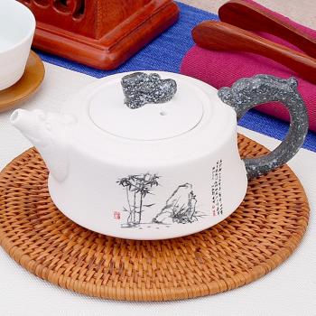泡茶壺單壺陶瓷家用煮茶器紅茶水壺沖茶具分離套裝功夫白瓷小單件