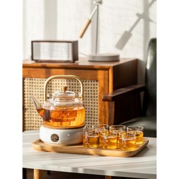 水果茶壺茶杯耐熱玻璃花茶壺蠟燭加熱底座燭臺下午茶茶具套裝輕奢