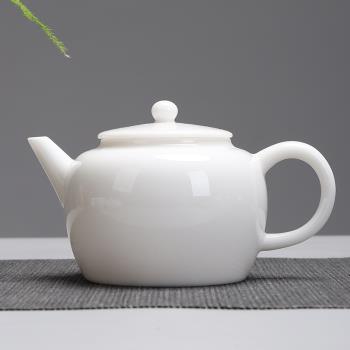 中式茶壺羊脂玉手工小喬家用單壺功夫茶具陶瓷現代簡約純白喝茶壺
