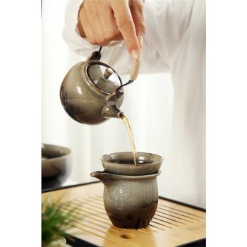 陶瓷定窯茶壺家用窯變功夫茶具中式泡茶壺簡約辦公三才蓋碗沖茶器