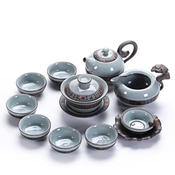 舊望格哥窯開片茶龍騰茶壺茶杯套裝功夫家用辦公陶瓷禮盒茶具整套