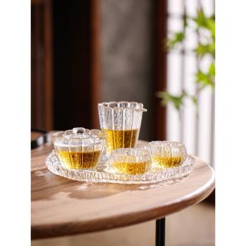 蓮花功夫茶具套裝家用玻璃茶杯蓋碗耐熱高檔茶壺泡茶碗辦公室會客