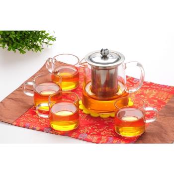 耐熱玻璃茶壺紅茶花草茶壺普洱功夫玻璃茶具不銹鋼過濾沖茶器加厚