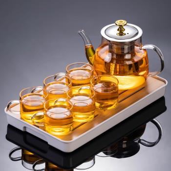 玻璃茶具套裝家用功夫茶壺茶杯茶盤組合整套辦公會客懶人泡茶神器