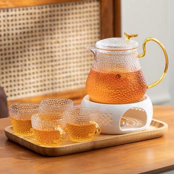 下午茶玻璃泡茶加熱花茶壺蠟燭煮茶爐養生美容院茶具水果茶壺套裝