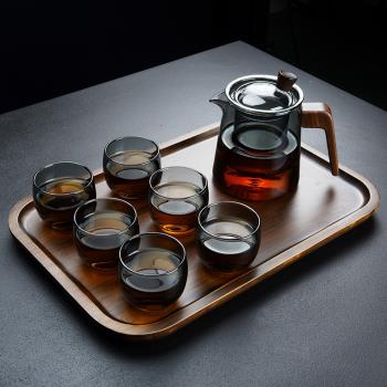玻璃茶具套裝茶水分離泡茶壺辦公室家用簡約小型功夫茶杯茶托盤