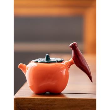 大容量陶瓷茶壺家用辦公會客泡茶壺中式高檔功夫水果茶具套裝單壺