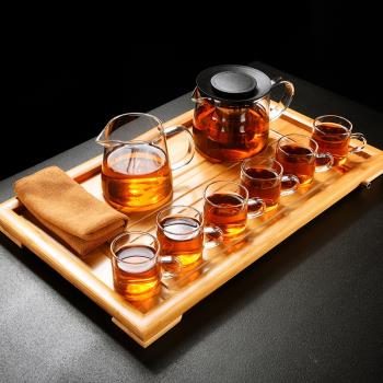 舊望格玻璃功夫茶具套裝簡約家用日式煮茶泡茶器茶壺茶杯茶盤托盤