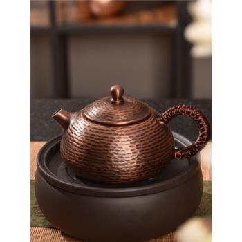 復古純手工紫銅電陶爐中式茶壺