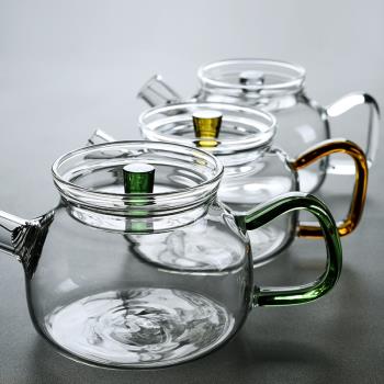 舊望格玻璃茶壺簡約家用泡茶壺耐高溫加厚單壺加熱煮茶壺花茶壺