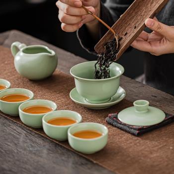 哥窯茶具套裝家用高檔辦公會客輕奢茶壺中式整套汝窯茶杯功夫泡茶