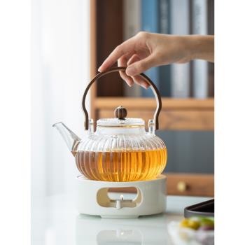 玻璃花茶壺蠟燭加熱底座煮茶爐玫瑰養生美容院下午茶水果茶壺套裝
