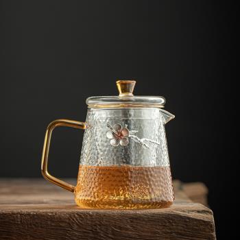 舊望格耐熱帶過濾鑲花玻璃茶壺