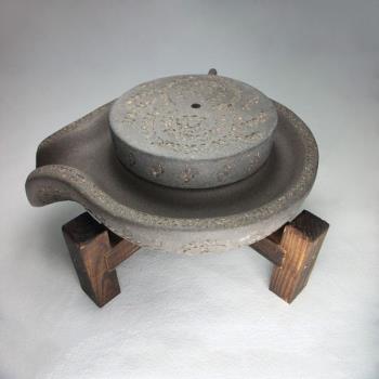 套裝宜興紫砂大石磨時來運轉壺托底座茶壺墊雕塑擺件茶海茶盤磨盤