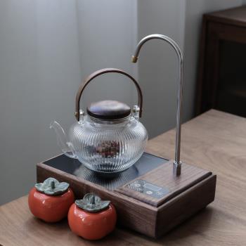 小型自動上水煮茶器靜音大功率電陶爐銅銀壺玻璃燒水壺茶具茶爐