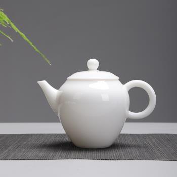 白瓷茶壺羊脂玉簡約手工壺家用泡茶簡約功夫茶具過濾純手工手把壺