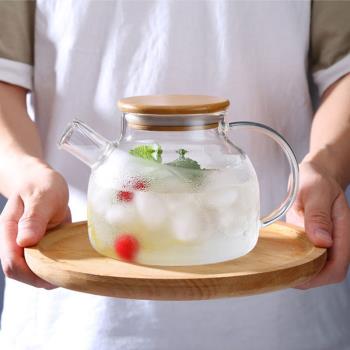帶木蓋花燒水壺玻璃壺日式透明圍爐煮明尚德玻璃茶壺