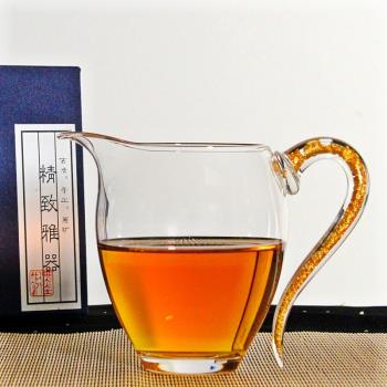 臺灣耐熱金箔水晶玻璃公道杯分茶器過濾公杯功夫茶具配件小號茶海