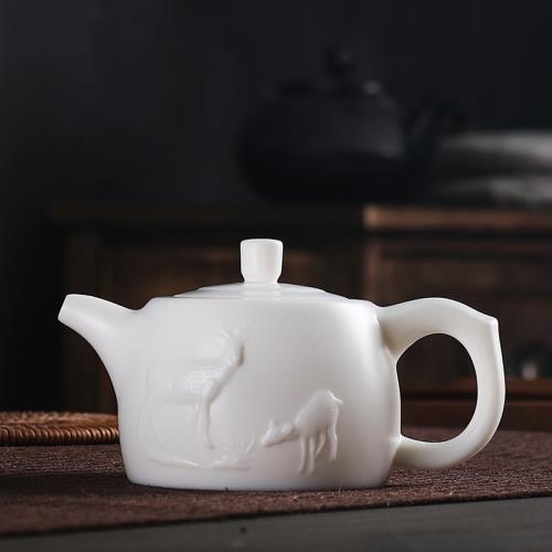 輕奢白瓷茶壺小號陶瓷功夫茶具日式壺泡茶專用羊脂玉瓷單壺器家用