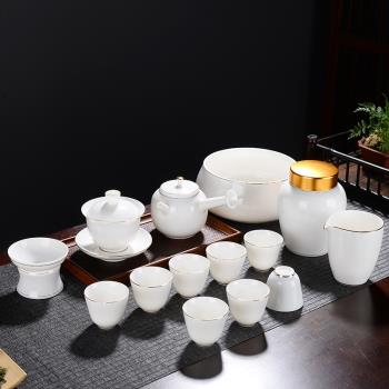 羊脂玉功夫茶具套裝陶瓷家用德化白瓷沖茶器琉璃白玉高檔白色簡單