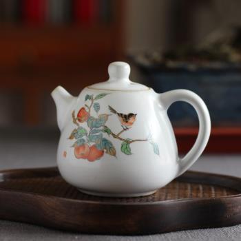 景德鎮手繪花鳥汝窯可養陶瓷茶壺