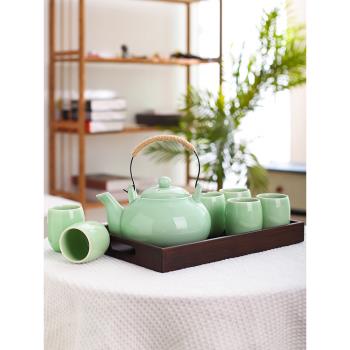 簡約青瓷茶具套裝大容量小清新輕奢泡茶壺中式餐廳水具夏日花茶壺