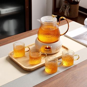 浪漫餐廳下午茶蠟燭煮茶爐花茶壺水果盤玻璃水果茶壺套裝花草茶具