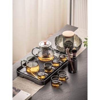 瓷牌茗玻璃茶具套裝家用會客小型茶盤辦公室泡茶壺功夫茶杯小茶壺