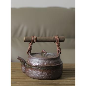 圍爐煮茶茶壺大容量陶瓷藤編提梁壺復古粗陶單個泡茶壺家用茶具