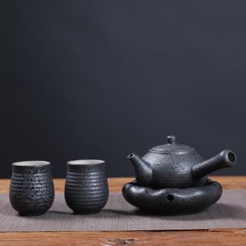 復古陶瓷茶壺家用戶外炭火圍爐煮茶壺明火粗陶燒水壺功夫茶具套裝
