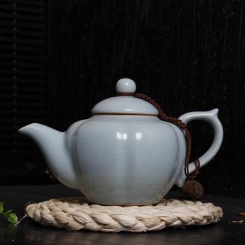 汝窯茶具大葵瓣壺泡茶壺大號陶瓷水壺汝瓷茶具單壺玻璃紫砂壺特價