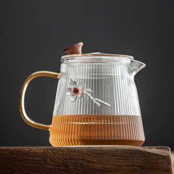 舊望格功夫茶具耐熱茶壺錫花玻璃內膽過濾煮茶壺家用電陶爐泡茶器