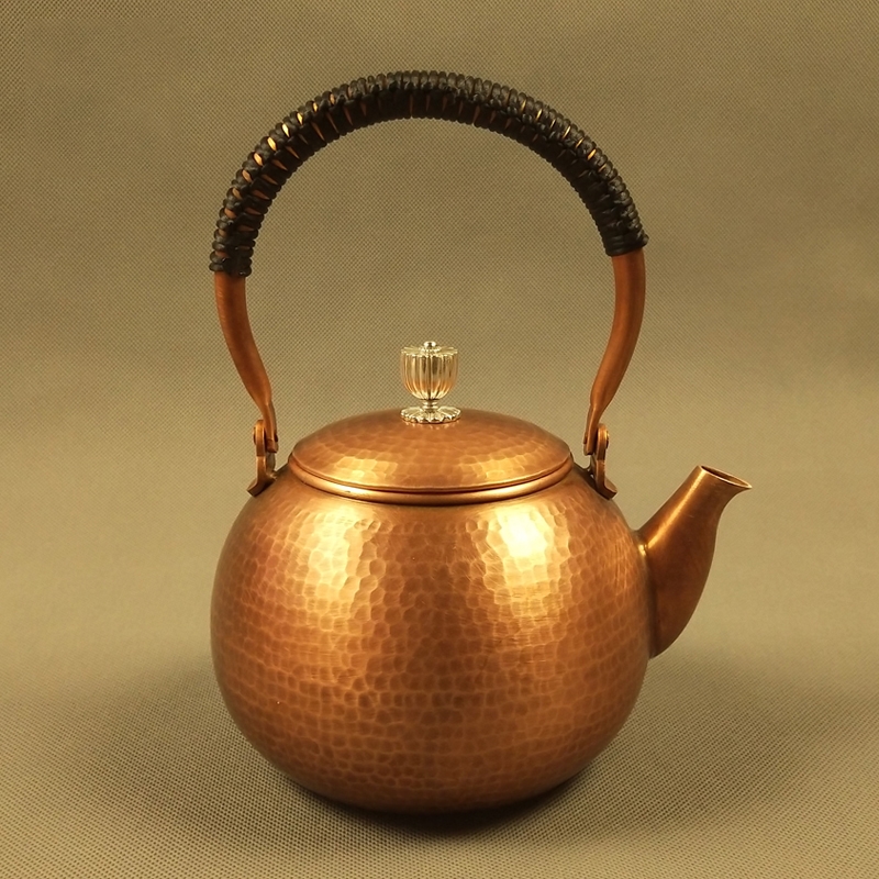 紫銅燒水壺泡茶壺功夫茶具銅器紫銅煮水純手工銅壺養生煮茶紫銅壺|茶壺