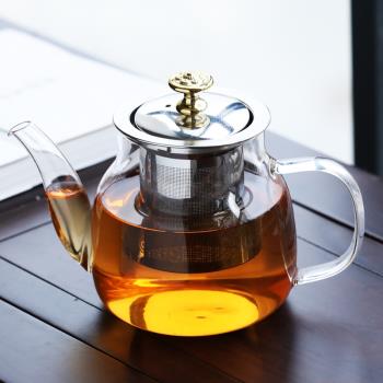 茶壺泡茶加厚耐熱玻璃單壺耐高溫過濾紅茶茶具套裝泡茶分離器家用