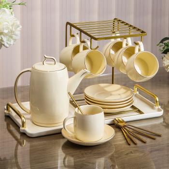 輕奢下午茶茶具水具套裝水杯家用客廳歐式陶瓷水果茶壺花茶杯