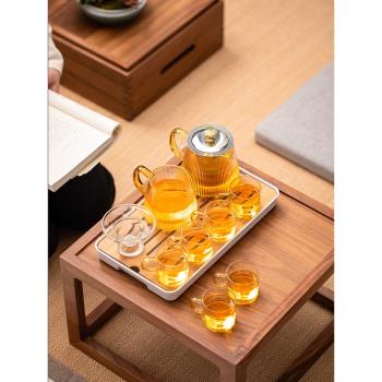 耐高溫玻璃茶具套裝家用現代簡約功夫茶辦公會客小型茶盤茶壺茶杯