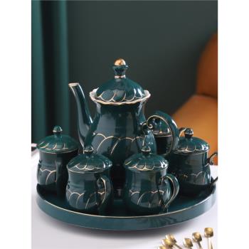 歐式旋轉水具茶具套裝家用客廳茶幾輕奢茶壺茶杯具水杯子陶瓷結婚