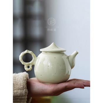 豆黃釉湖石記茶壺｜雅致創意陶瓷中式泡茶壺家用功夫茶具特色單壺