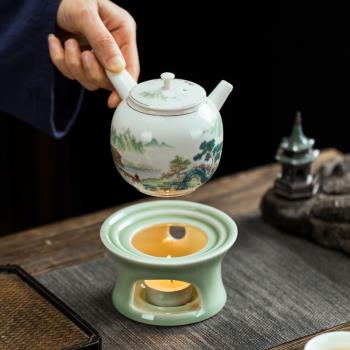 茶壺煮茶爐蠟燭底座陶瓷家用溫茶器加熱功夫禪意茶具羊脂玉養生杯